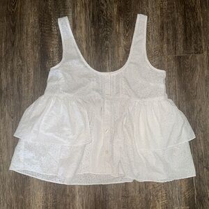 FREE PEOPLE Sleeveless Babydoll Blouse in White